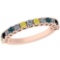 0.90 Ctw I1/I2 Treated Fancy Black ,Yellow,Blue,White Diamond 14K Rose Gold Ring