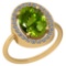 2.76 Ctw Peridot And Diamond I2/I3 10k Yellow Gold Vintage Style Ring