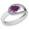 0.91 Ctw Amethyst And Diamond I2/I3 10K White Gold Vintage Style Ring