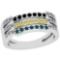 0.54 Ctw SI2/I1 Treated Fancy Blue ,Black,Yellow And White Diamond 14K White Gold Ring