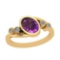 1.39 Ctw I2/I3 Amethyst And Diamond Style Bezel 14K Yellow Gold Vintage Style Ring