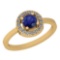 0.62 Ctw Blue Sapphire And Diamond I2/I3 14K Yellow Gold Vintage Style Ring