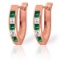 1.26 Carat 14K Solid Rose Gold Emerald White Topaz Hoop Earrings