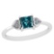0.73 Ctw I2/I3 Treated Fancy Blue And White Diamond Platinum Ring