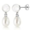 10.1 CTW 14K Solid White Gold Follow The Light pearl Diamond Earrings