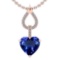 3.17 Ctw SI2/I1 Tanzanite And Diamond Platinum 14K Rose Gold Plated Pandant