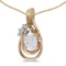 Certified 14k Yellow Gold Oval White Topaz And Diamond Teardrop Pendant