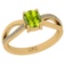 0.62 Ctw I2/I3 Peridot And Diamond 10K Yellow Gold Ring