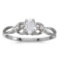 Certified 10k White Gold Oval White Topaz And Diamond Ring