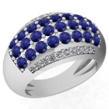 2.10 Ctw VS/SI1 Blue Sapphire And Diamond Platinum Ring
