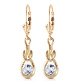 1.3 Carat 14K Solid Gold Leverback Earrings Natural Aquamarine