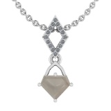 0.69 Ct Natural salt pepper And White Diamond I2/I3 14k White Gold Pendant