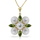 6.3 Carat 14K Solid Gold Fear No More Peridot pearl Necklace