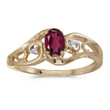 Certified 14k Yellow Gold Oval Rhodolite Garnet And Diamond Ring