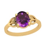 Certified 0.75 Ctw Amethyst 14K Yellow Gold Solitaire Ring