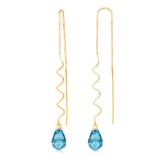 3.3 Carat 14K Solid Gold Counting Moments Blue Topaz Earrings