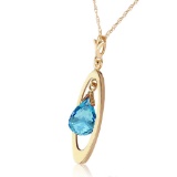 0.7 Carat 14K Solid Gold Hypnotize Blue Topaz Necklace