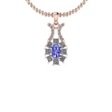 1.50 Ctw I2/I3 Tanzanite And Diamond 14K Rose Gold Necklace