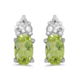 Certified 14k White Gold Oval Peridot Earrings