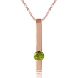 0.25 Carat 14K Solid Rose Gold Bar Peridot Necklace