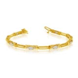 Certified 14k Yellow Gold Natural Opal And Diamond Tennis Bracelet 0.8 CTW