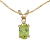 Certified 14k Yellow Gold Oval Peridot And Diamond Filagree Pendant