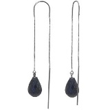 6.6 Carat 14K Solid White Gold Threaded Dangles Earrings Sapphire