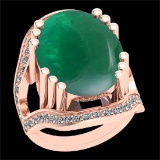 19.33 Ctw SI2/I1 Emerald And Diamond 14k Rose Gold Victorian Style Ring