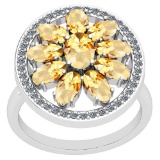 3.00 Ctw Citrine And Diamond I2/I3 14K White Gold Ring