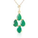 1.5 Carat 14K Solid Gold Love Portrait Emerald Necklace