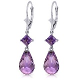 11 CTW 14K Solid White Gold Innovations Amethyst Diamond Earrings