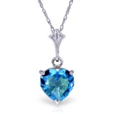 1.15 CTW 14K Solid White Gold Lafayette Blue Topaz Necklace