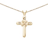 Certified 14K White Gold Diamond X Cross Pendant
