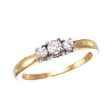 Certified 14k Yellow Gold 0.25 Ct Three Stone Diamond Ring