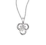 Certified 14k White Gold Diamond Flower Pendant (.24 carat)