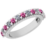 0.96 Ctw VS/SI1 Pink Sapphire And Diamond 14K White Gold Filigree Style Band Ring