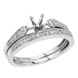 Certified 14K White Gold Bridal Ring Set