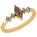 0.39 Ct Natural Yellow Diamond I2/I3And White Diamond I2/I3 10K Yellow Gold Vintage Style Ring