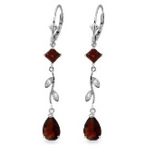 3.97 Carat 14K Solid White Gold Chandelier Earrings Diamond Garnet