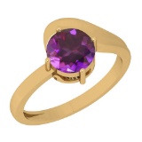 1.00 Ctw Amethyst Style Prong Set 10K Yellow Gold Solitaire Ring