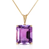 6.5 Carat 14K Solid Gold Necklace Octagon Purple Amethyst