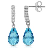 4.65 Carat 14K Solid White Gold Magic In Your Eyes Blue Topaz Diamond Earrings