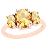 3.00 Ctw Citrine 14K Rose Gold Vintage Style Ring