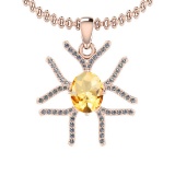 2.91 Ctw VS/SI1 Citrine And Diamond 10K Rose Gold Necklace