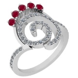 0.96 Ctw VS/SI1 Ruby And Diamond 14K White Gold Ring