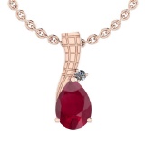 0.78 Ctw VS/SI1 Ruby And Diamond 14K Rose Gold Pendant