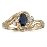 Certified 14k Yellow Gold Oval Sapphire And Diamond Ring