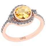 1.58 Ctw I2/I3 Citrine And Diamond 10K Rose Gold Engagement Ring