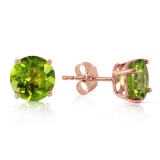 3.1 CTW 14K Solid Rose Gold Stud Earrings Natural Peridot