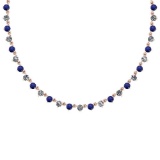 4.11 Ctw SI2/I1 Blue Sapphire And Diamond 14K Rose Gold Necklace